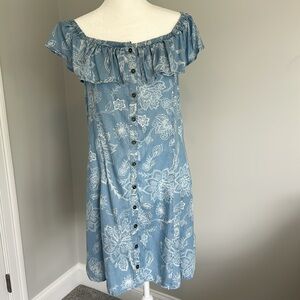 Mudd Blue Floral Off-the-Shoulder Dress Size Medium